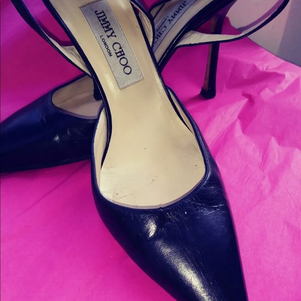Jimmy Choo black leather pointy pump